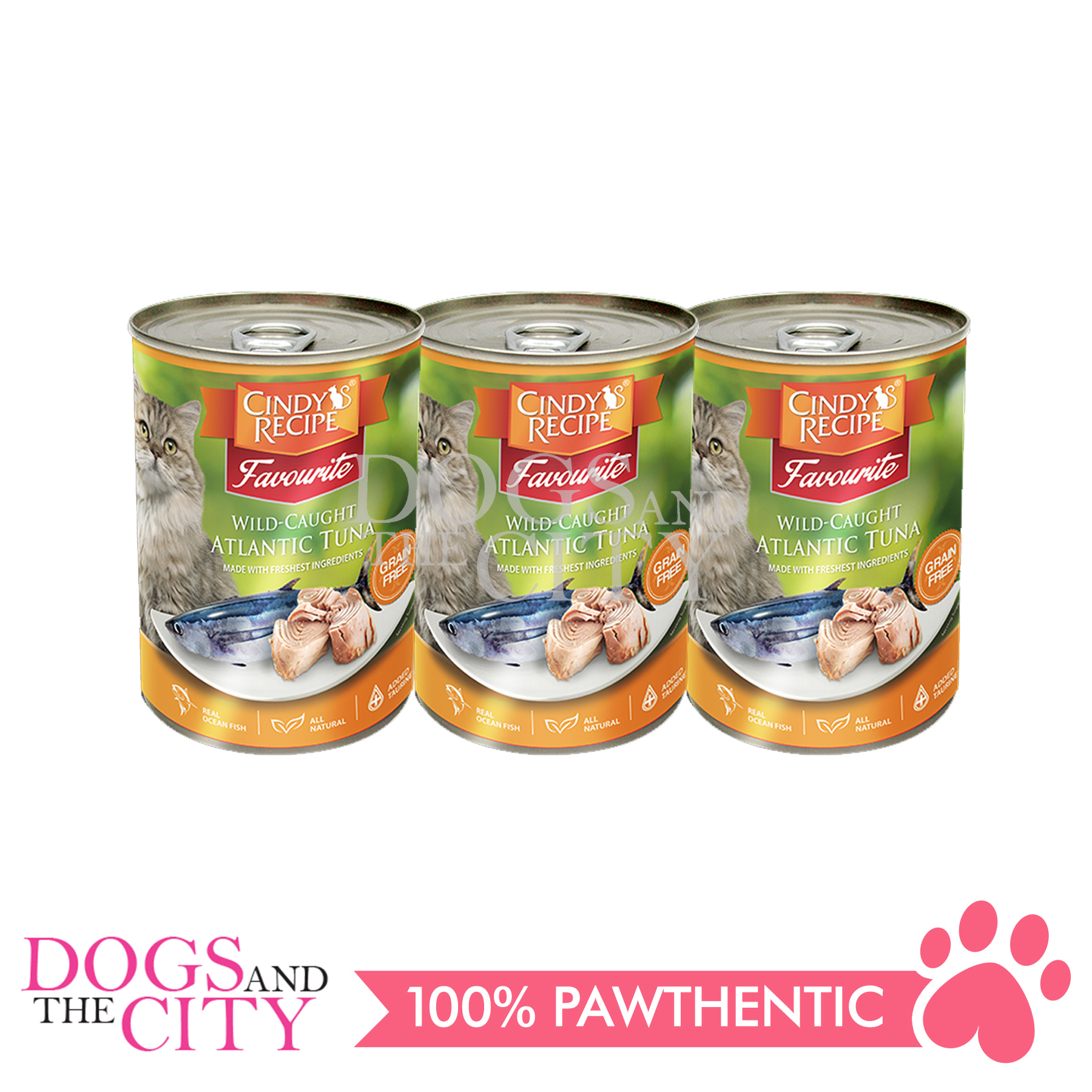 CINDY'S RECIPE Wild-Caught Atlantic Tuna Wet Cat Food in Can 400g (3 ...