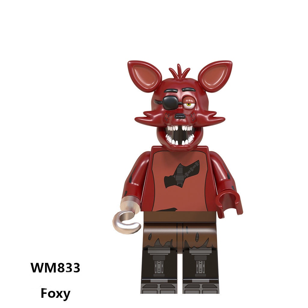 FNAF-Jogo Figura Mini Bricks, Chica Bonnie, Foxy, Freddy Bear