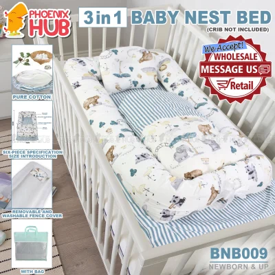 Phoenix Hub BNB009 Baby Newborn Crib Set With Pillow and Blanket Bed Snuggle Nest For Newborn Infant Travel Bed Baby Cosleeper Bed