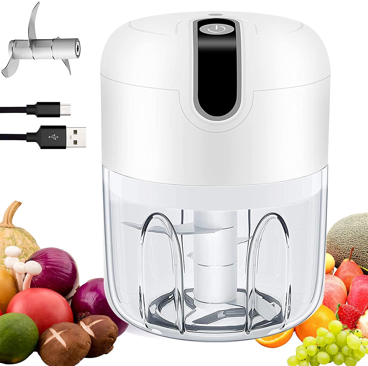 Pudhoms Electric Mini Garlic Chopper Small Wireless Food Processor Portable  Mini Garlic Choppers Blender Mincer Waterproof USB Charging For Ginger