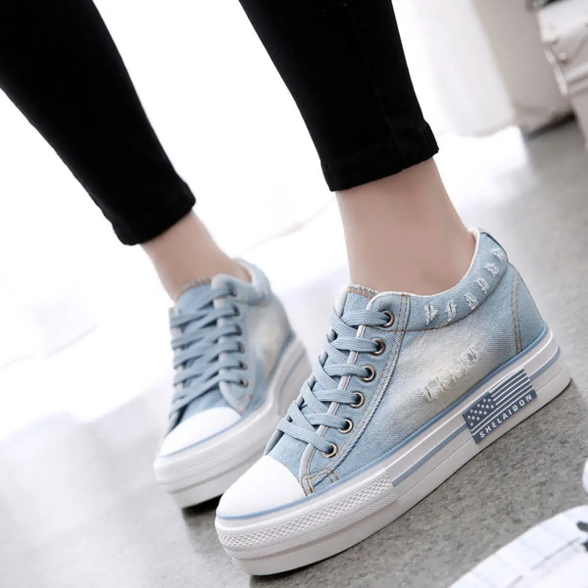 denim canvas shoes women's