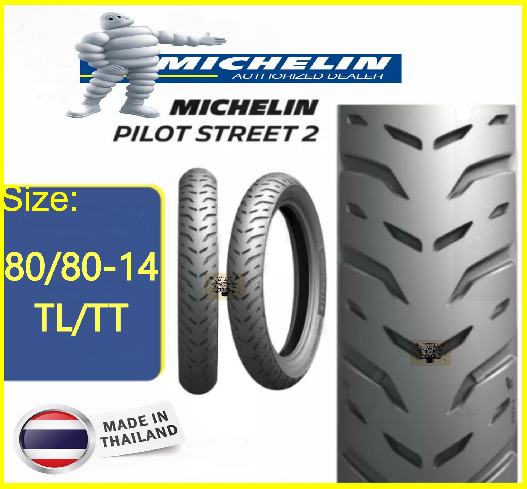 Michelin Motorcycle Tire 80/80 R14 Pilot Street 2 TL/TT Lazada PH