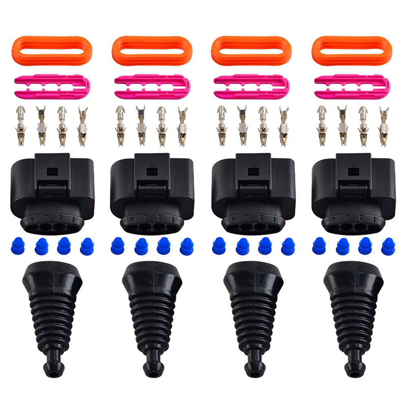 4 Set Ignition Coil Wiring Harness Connector Plug Repair Kit Car Coil Plug Replacement Black for Audi A4 A6 A8 Golf