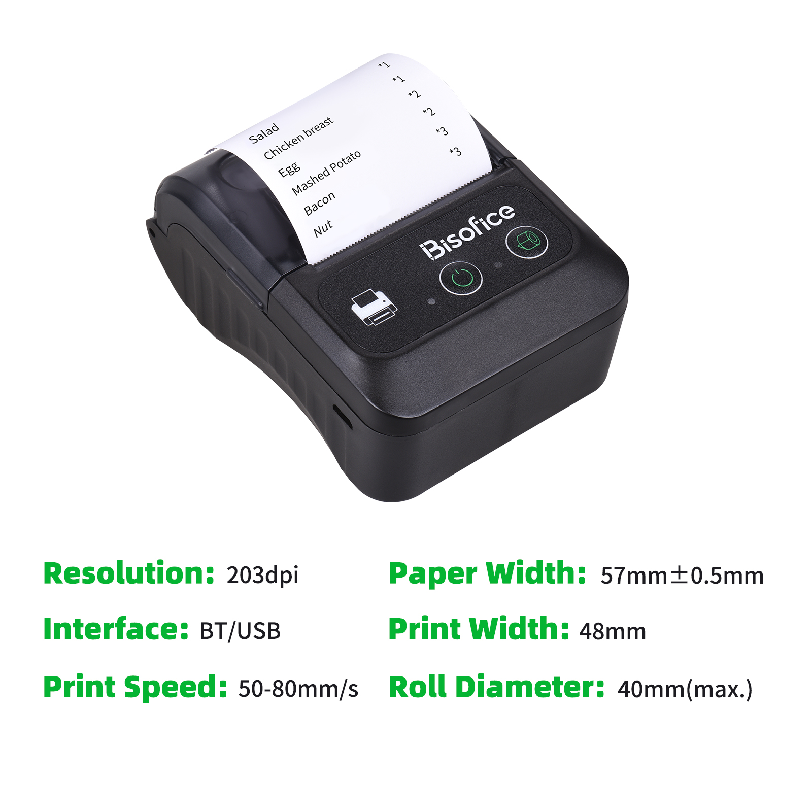 (Free 1 Roll Paper)Aibecy Portable Wireless BT Mini Thermal Printer 58mm 2 Inch Thermal Receipt Printer Command Compatible with Android/Windows for Small Business Restaurant Retail Store