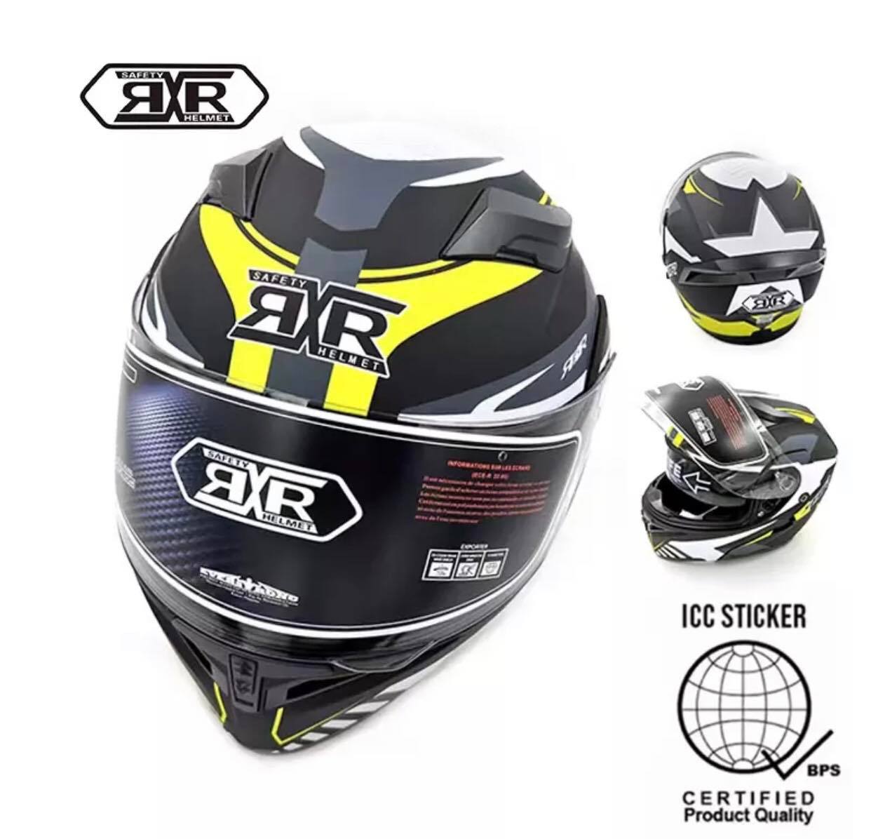 Motorcycle Helmet RXR 691B-A4 Modular With ICC Dual Visors Transparent ...