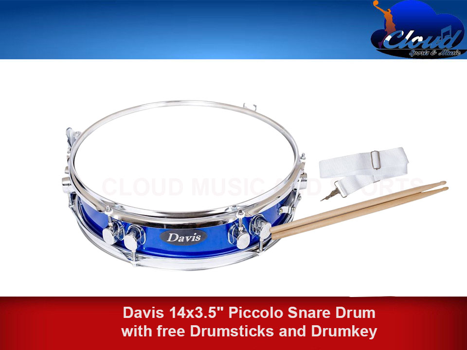 Davis 14x3.5" Piccolo Snare Drum with free Drumsticks and Drumkey
