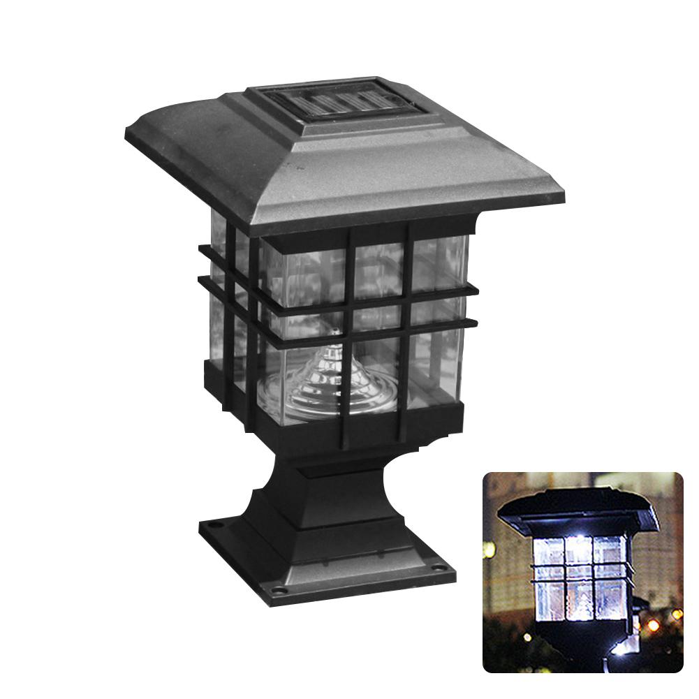 Solar Powered LED Garden Yard Pillar Lamp Outdoor Decorative Auto On/Off Light