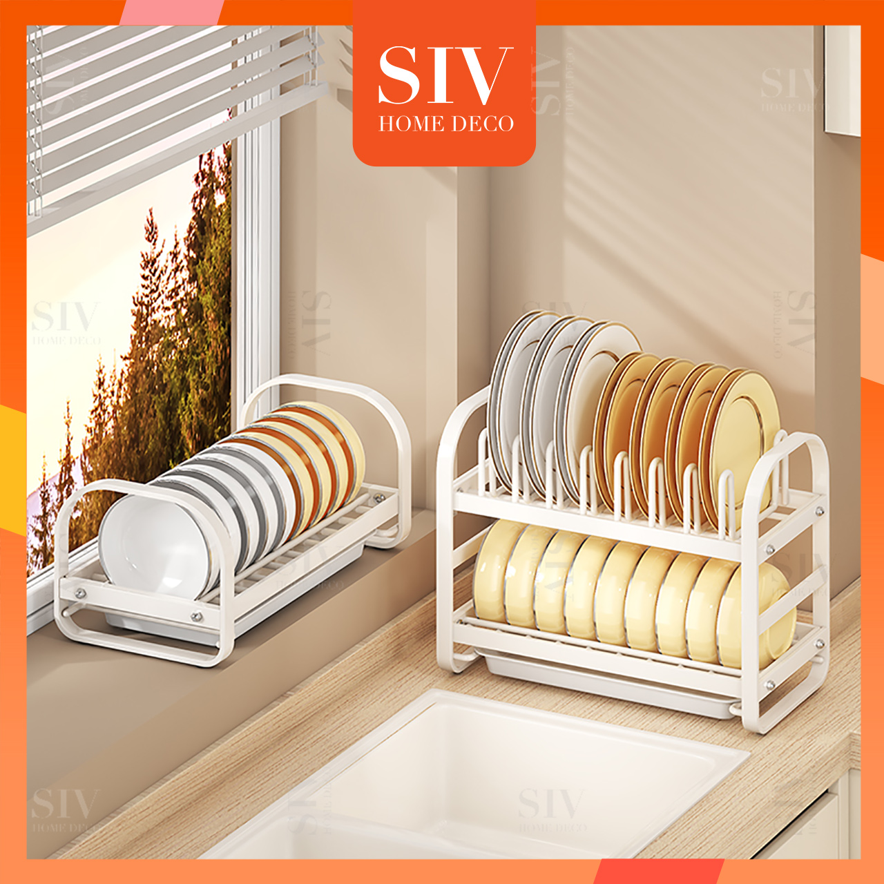 SIV Dish Drainer Rack Kitchen Organizer Stainless Steel Dish