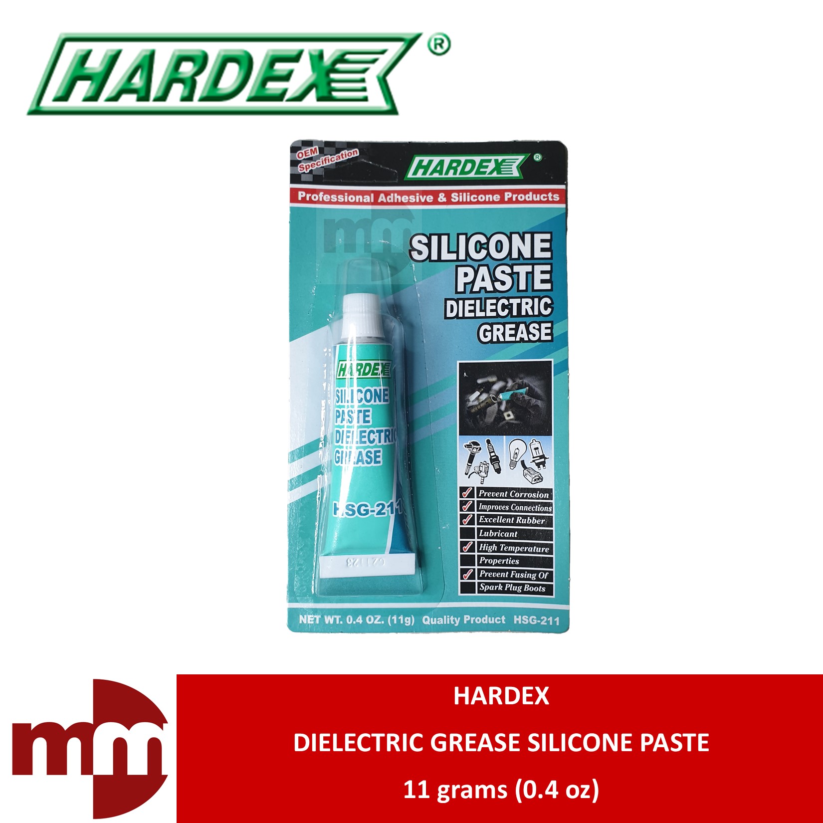 HARDEX DIELECTRIC GREASE SILICONE PASTE 11 grams (0.4oz) HSG211