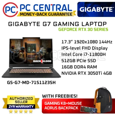 Gigabyte G7 MD RTX3050Ti Gaming Laptop 17.3" FHD IPS 144Hz Intel Core i7-11800H / 16GB / 512GB SSD / RTX 3050Ti / Win10 (PC CENTRAL)