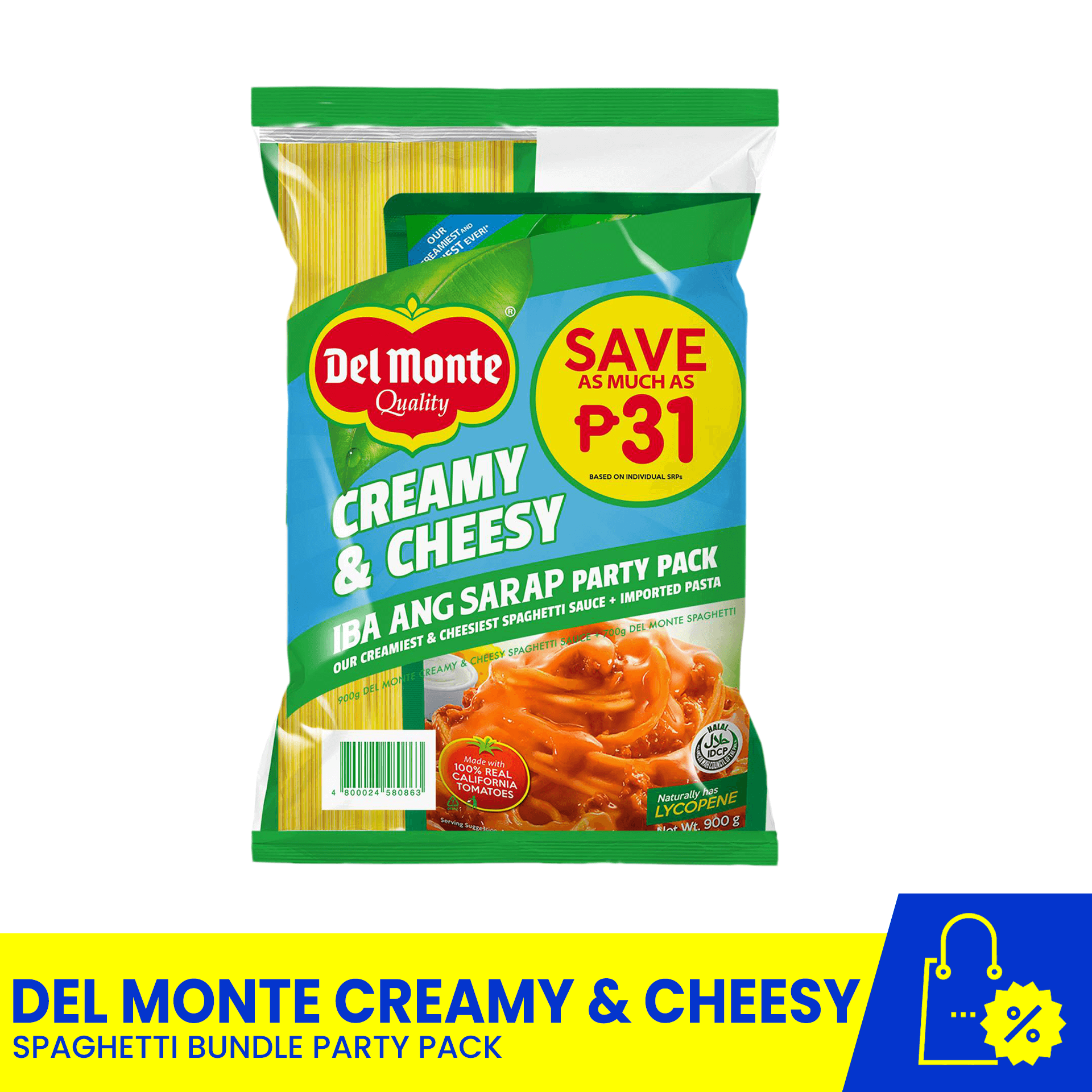 DEL MONTE Creamy & Cheesy Spaghetti Party Pack, pasta sauce, noodles