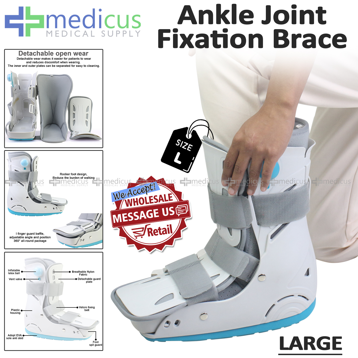 Medicus Walking Boot Achilles Tendon Boots Aircast Air Pump Ankle Joint