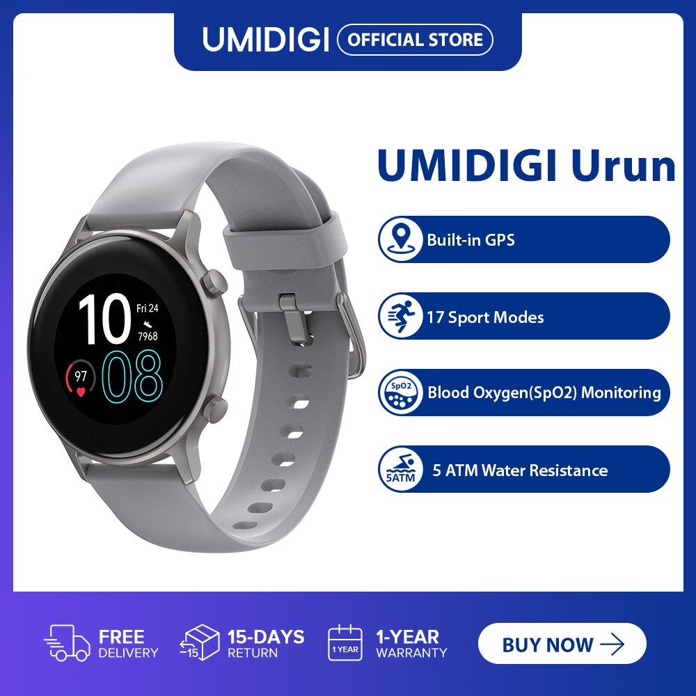  UMIDIGI Smart Watch Urun S, Activity Tracker for Women and Men,  Fitness Tracker with Blood Oxygen Monitor and Heart Rate Monitor, 5ATM  Waterproof Pedometer for iPhone and Android (Space Gray) 