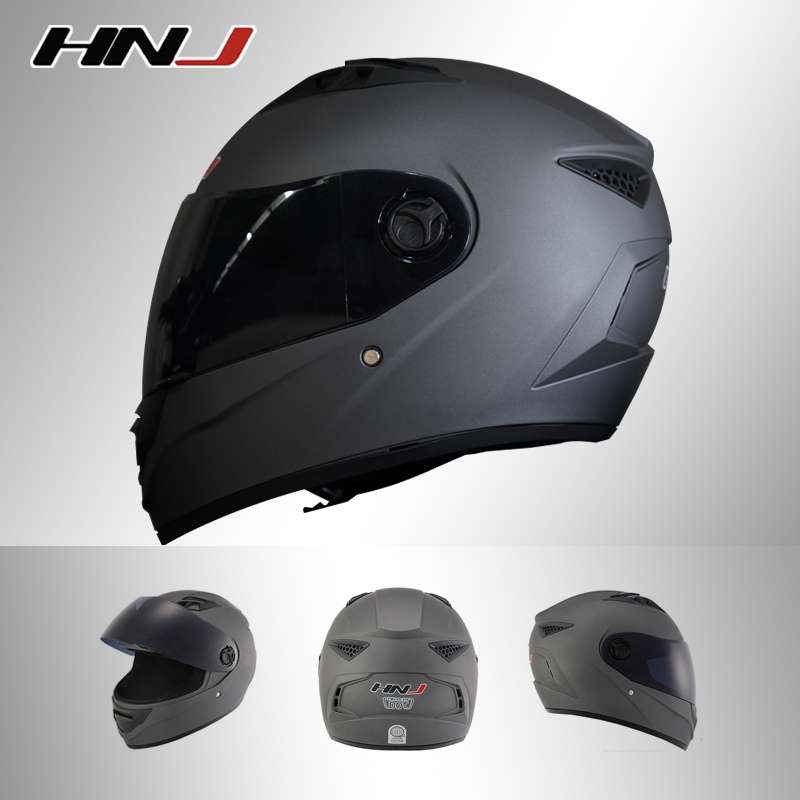 HNJ 855 Full Face Motorcycle helmets Black single Visor helmet with ICC ...