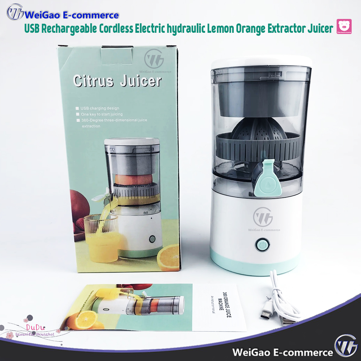 USB Rechargeable Cordless Electric hydraulic Lemon Orange Extractor