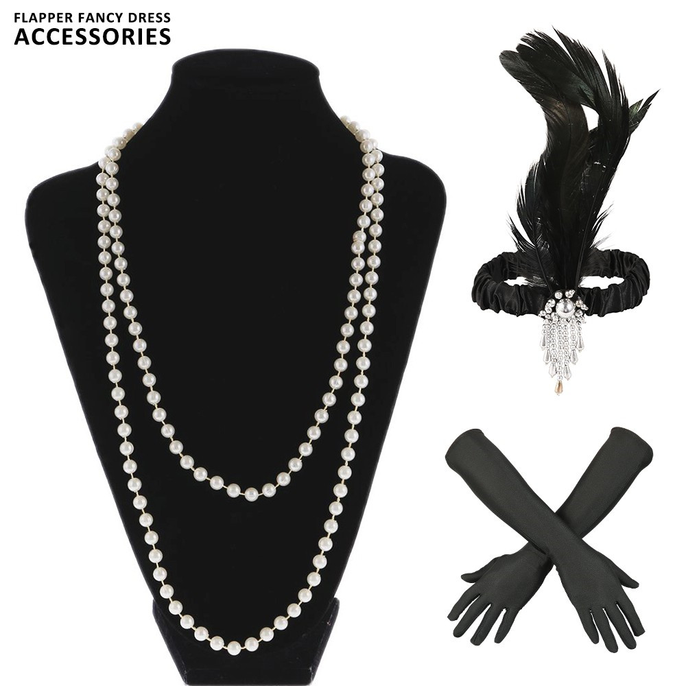 5 Pcs/Set Flapper Girl Fancy Dress Accessories Hen Party Charleston  Gangster Gatsby Costume Kit