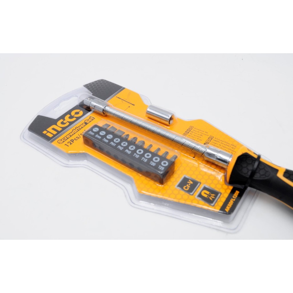 Ingco Original 12 Pcs Flexible Shaft Screwdriver Set AKSDFL1208