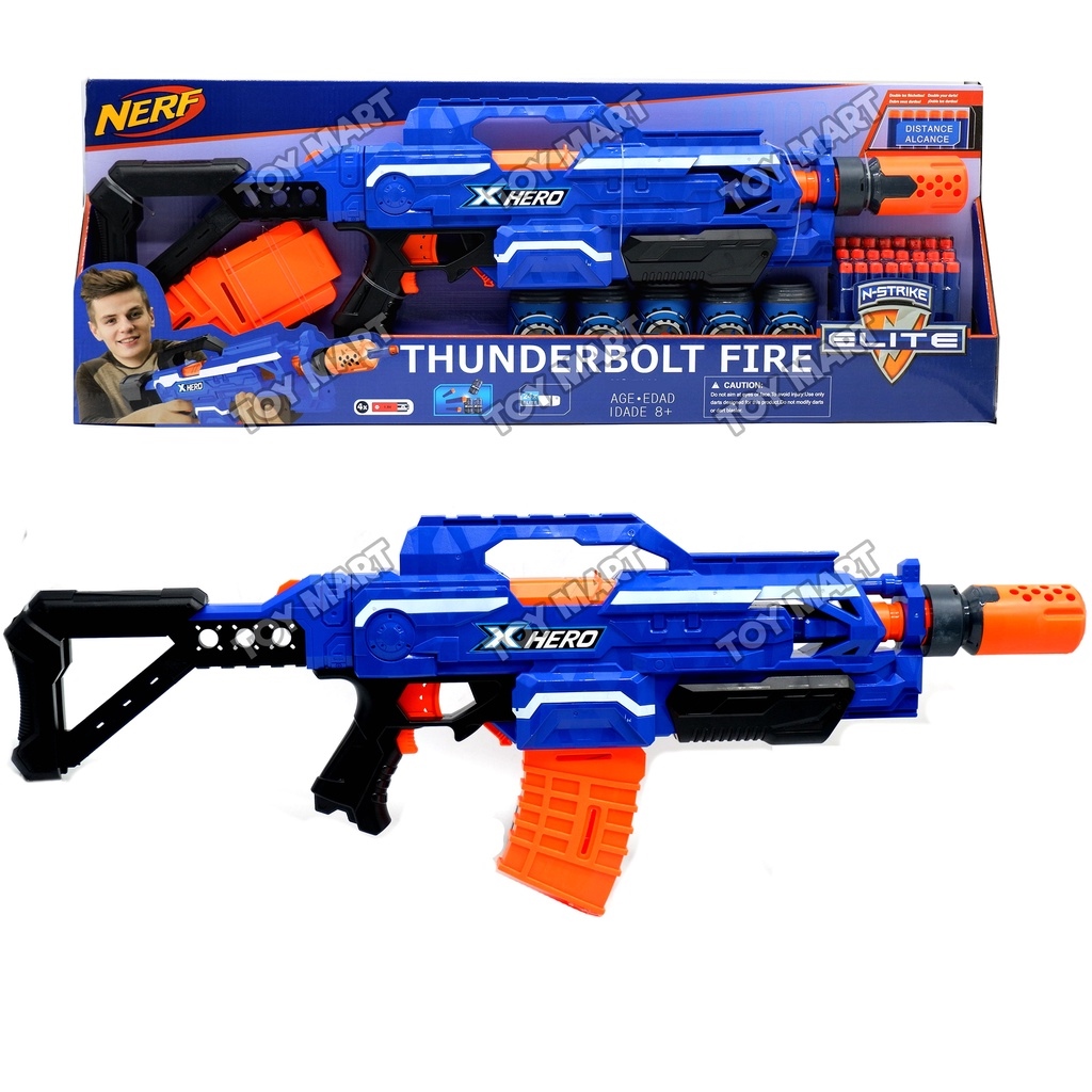 NERF Elite 30 Thunderbolt Fire Rapid Strike Blaster Soft Bullet Battery
