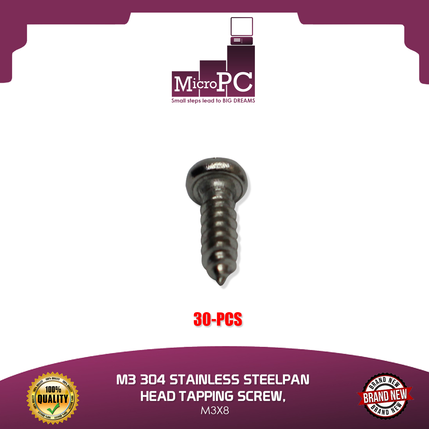 M3 304 STAINLESS STEEL PAN HEAD TAPPING SCREW, M3X8 SELFTAPPING SCREW