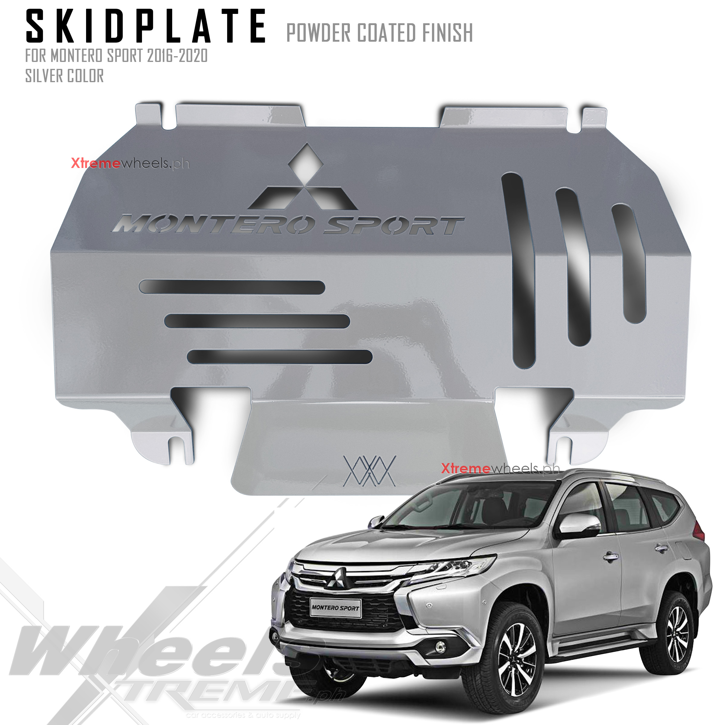 Montero Sport 20162024 powder coated finish SILVER Skid plate