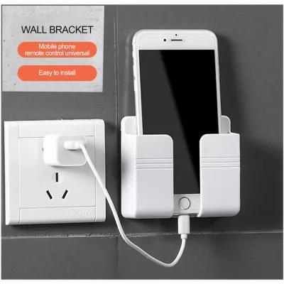 Wall Fixed Mount Holder Mobile Phone Charging Stand Remote Control Storage Box Bedside Charging Holder Space Savers