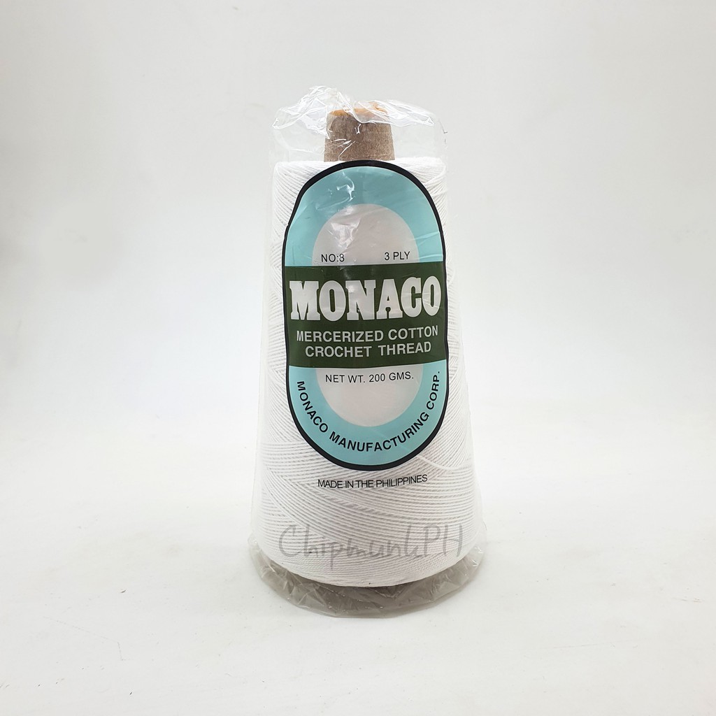 Monaco Mercerized Cotton Crochet Thread Cone 200g White/ Natural