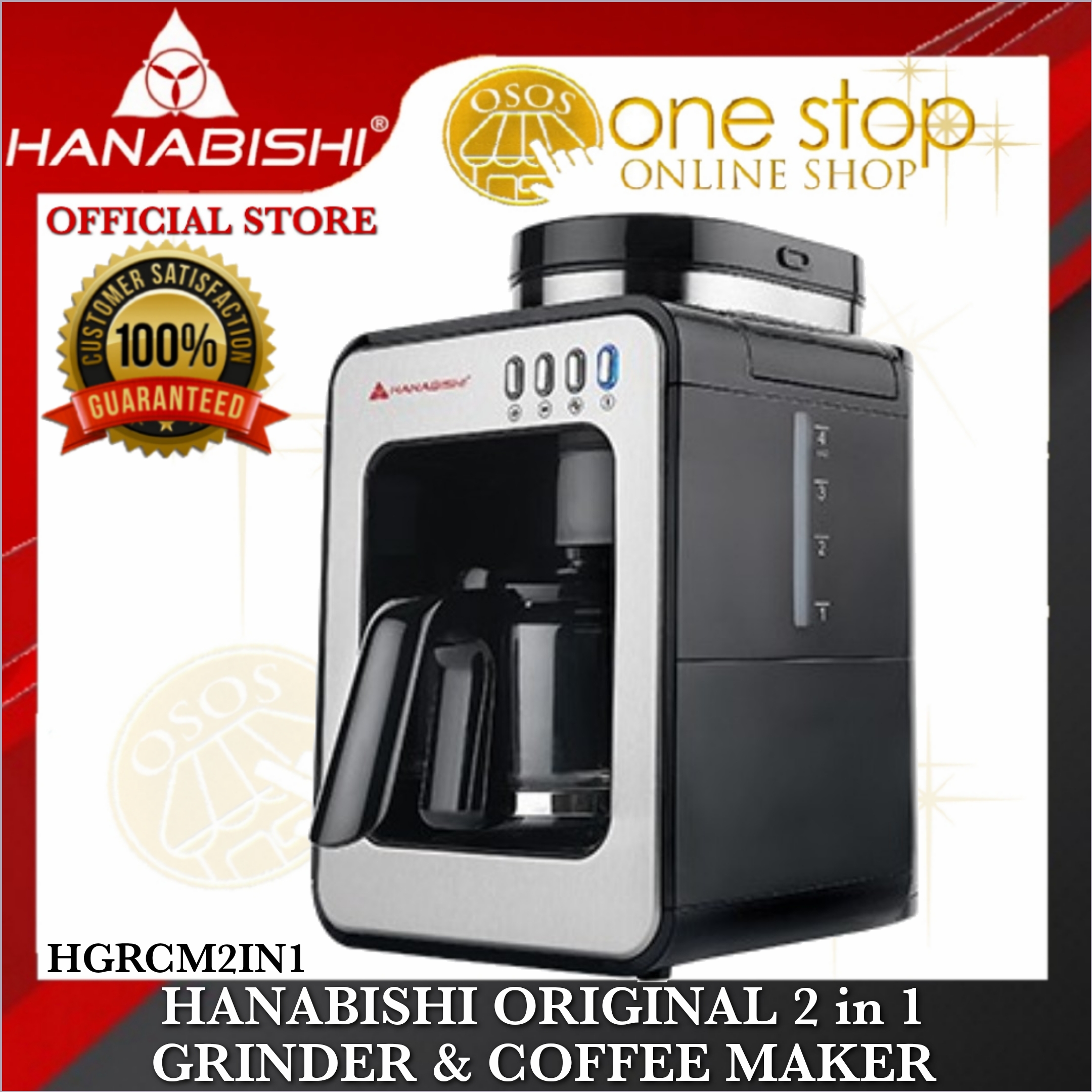 Hanabishi Original 2 in 1 Coffee Bean Grinder and Coffee Maker Coffee