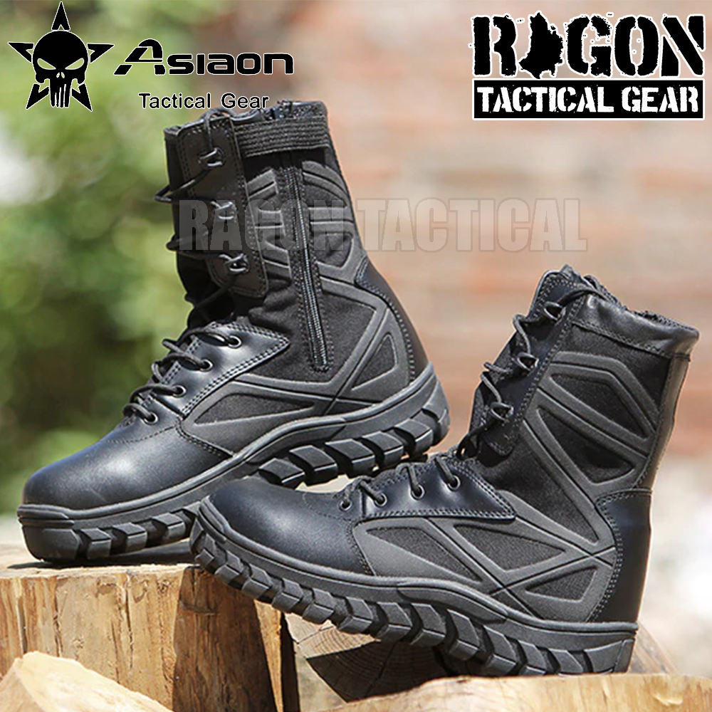 RAGON Asiaon 589 Side Zip Tactical Lightweight Patrol Boots Combat ...