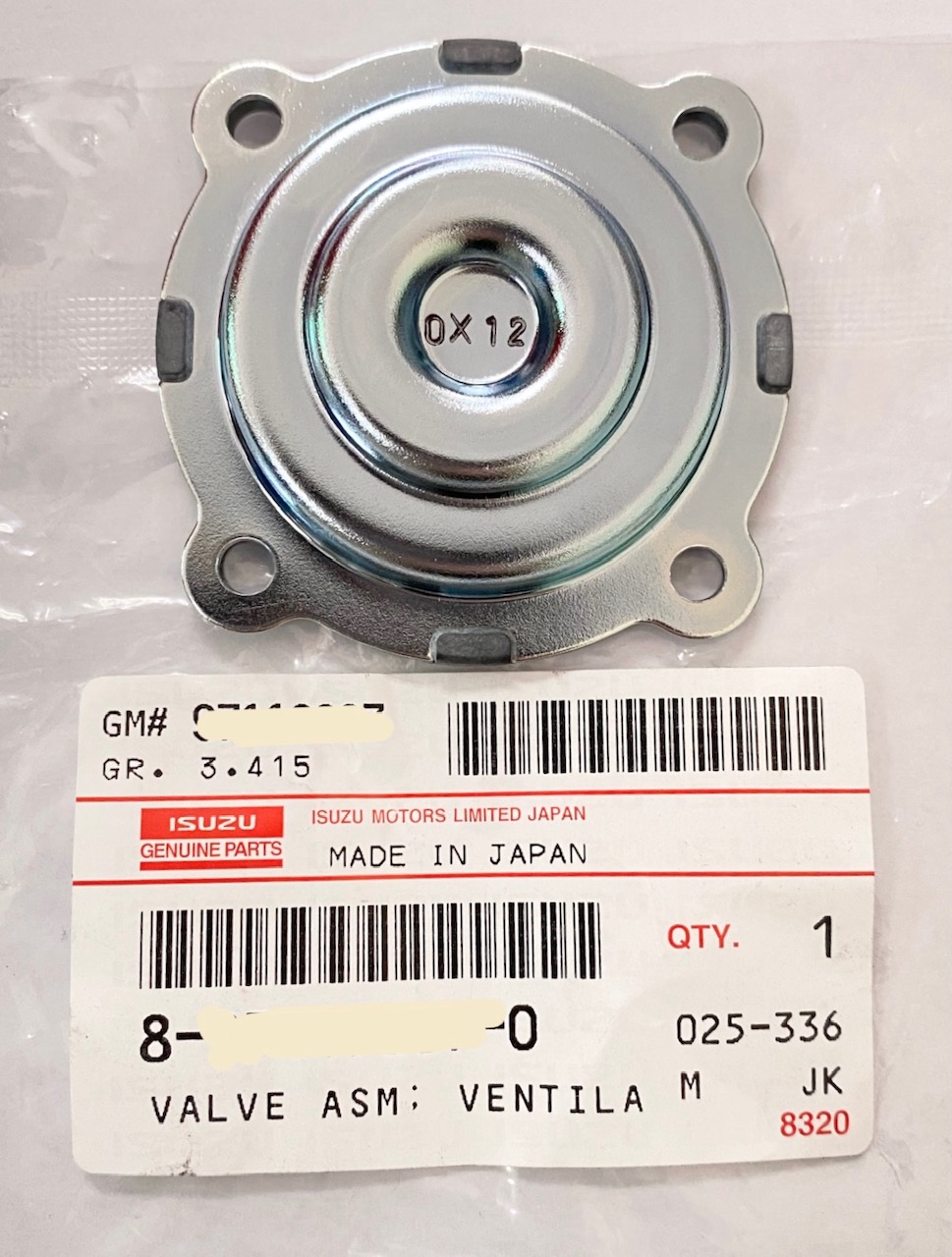 Isuzu Genuine PCV Valve Diaphragm (4 Holes) Crosswind Sportivo