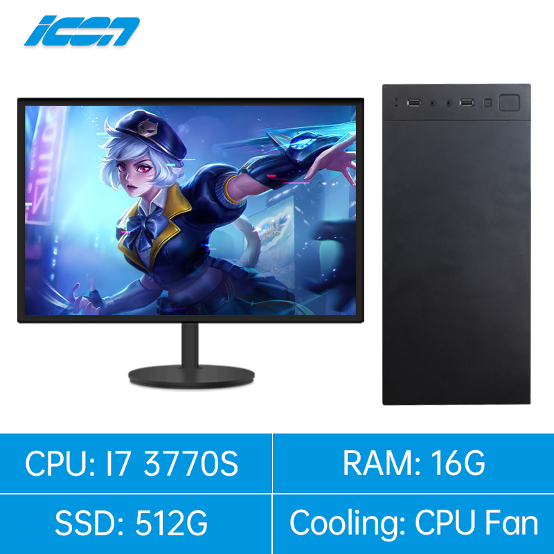 ICON Desktop Computer Set PC Full Set In Core i7 16G 512G SSD Mini Host PC Gaming Computer for
