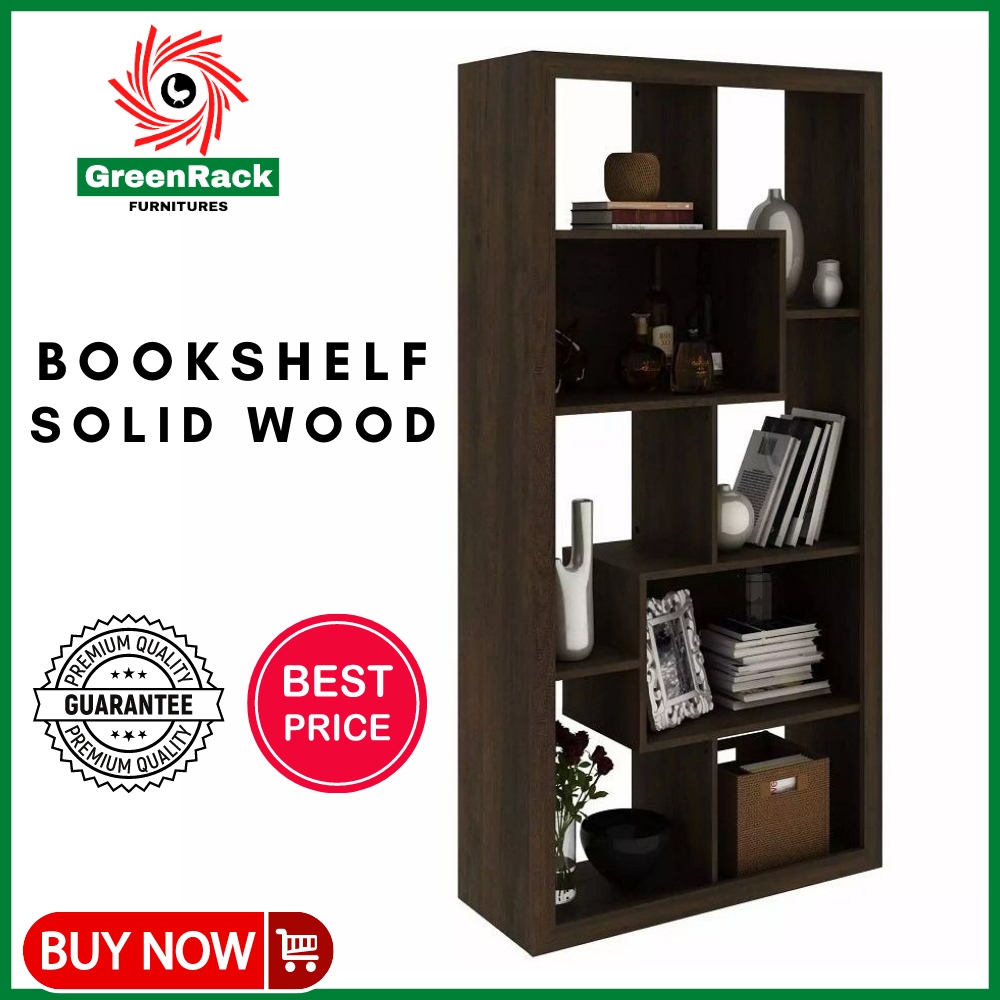 8 Tier Upright/Horizontal Bookshelf Organizer Color Matte Brown