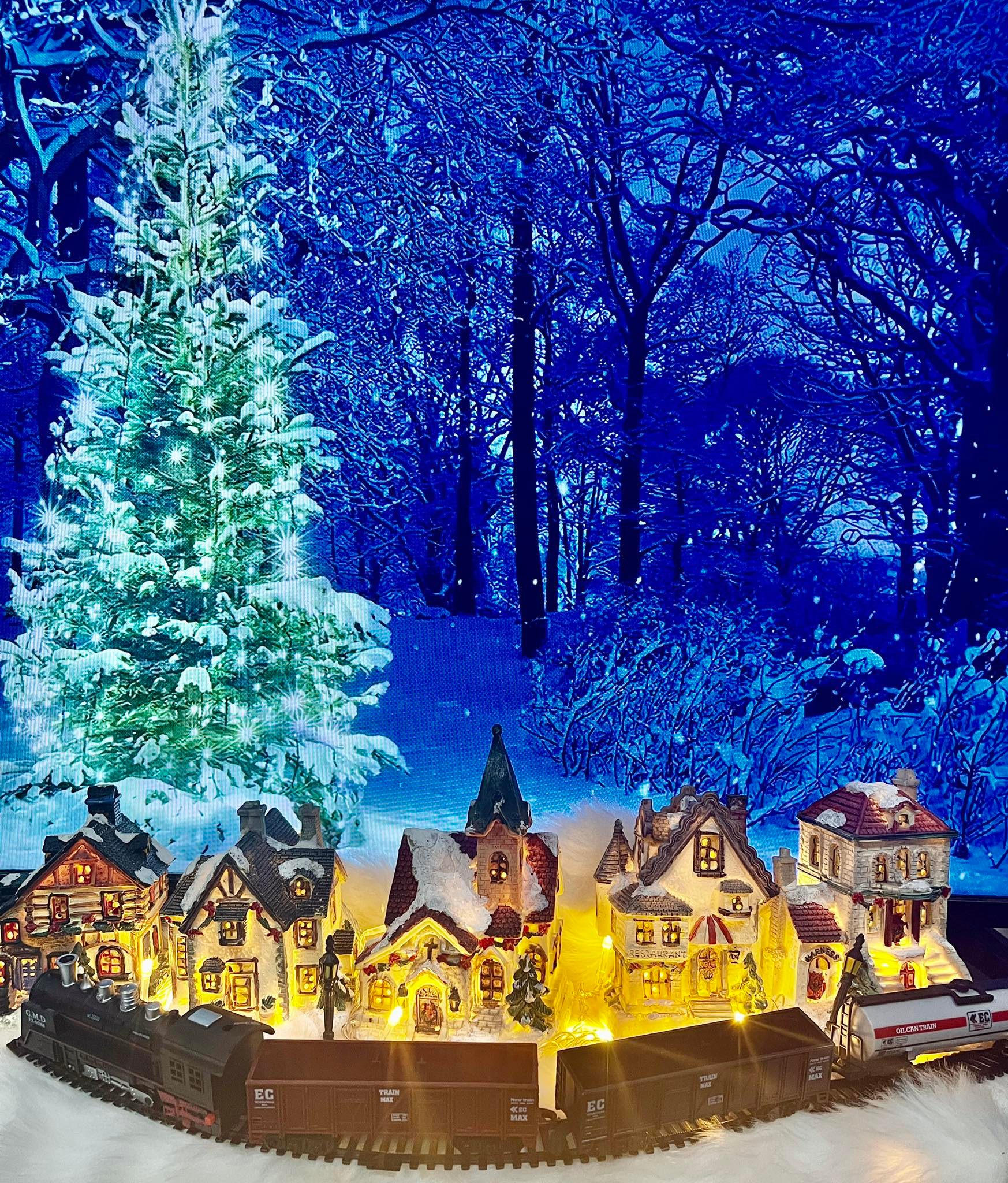 Imported from Germany Christmas Village Set with Fairy lights and BIG Train set Next day
