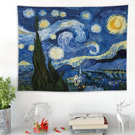 Boyouth Van Gogh Tapestry Wall Hanging,Oil Paintings Open-air Cafe at Night Pattern Digital Print Wall Tapestry for Living Room Bedroom Dorm Decor,37.4 Inch By 28.7 Inch