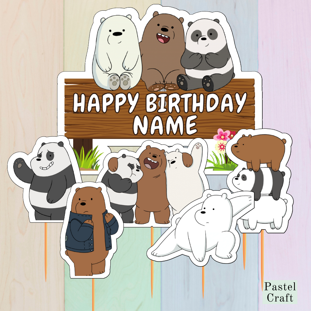 Buy Printable We Bare Bears Happy Birthday Cupcake Toppers Instant Download  Online in India - Etsy