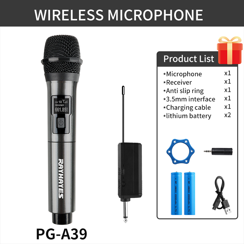 RAYHAYES Rechargeable Wireless Microphone Dual Handheld Microphone with ...