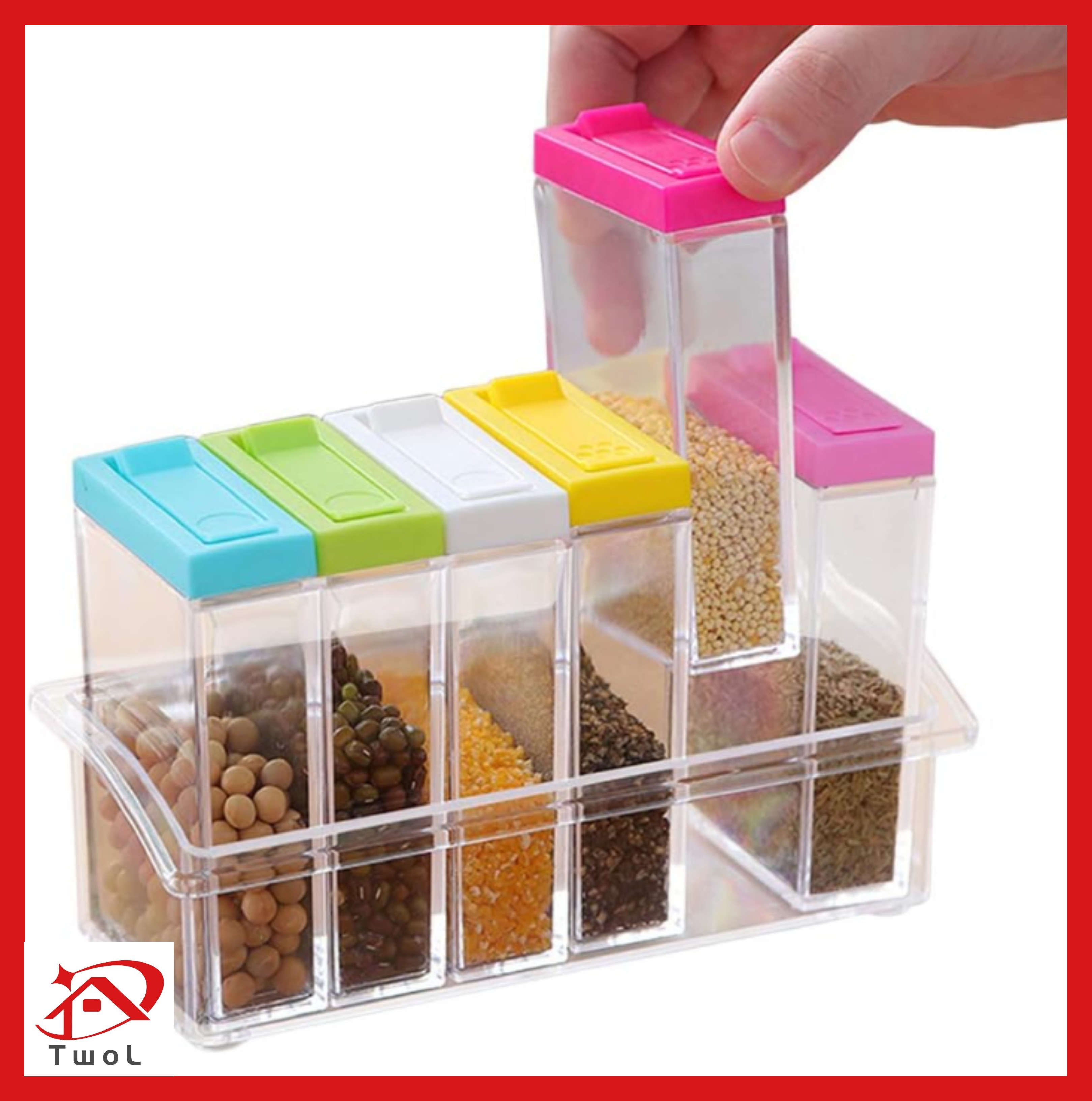 TwoL pcs Jar Spice Rack Pepper Salt Spice Masala Box Spices Case
