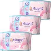 Set of 3 Nursy Powder Scent Baby Wipes 30 Sheets