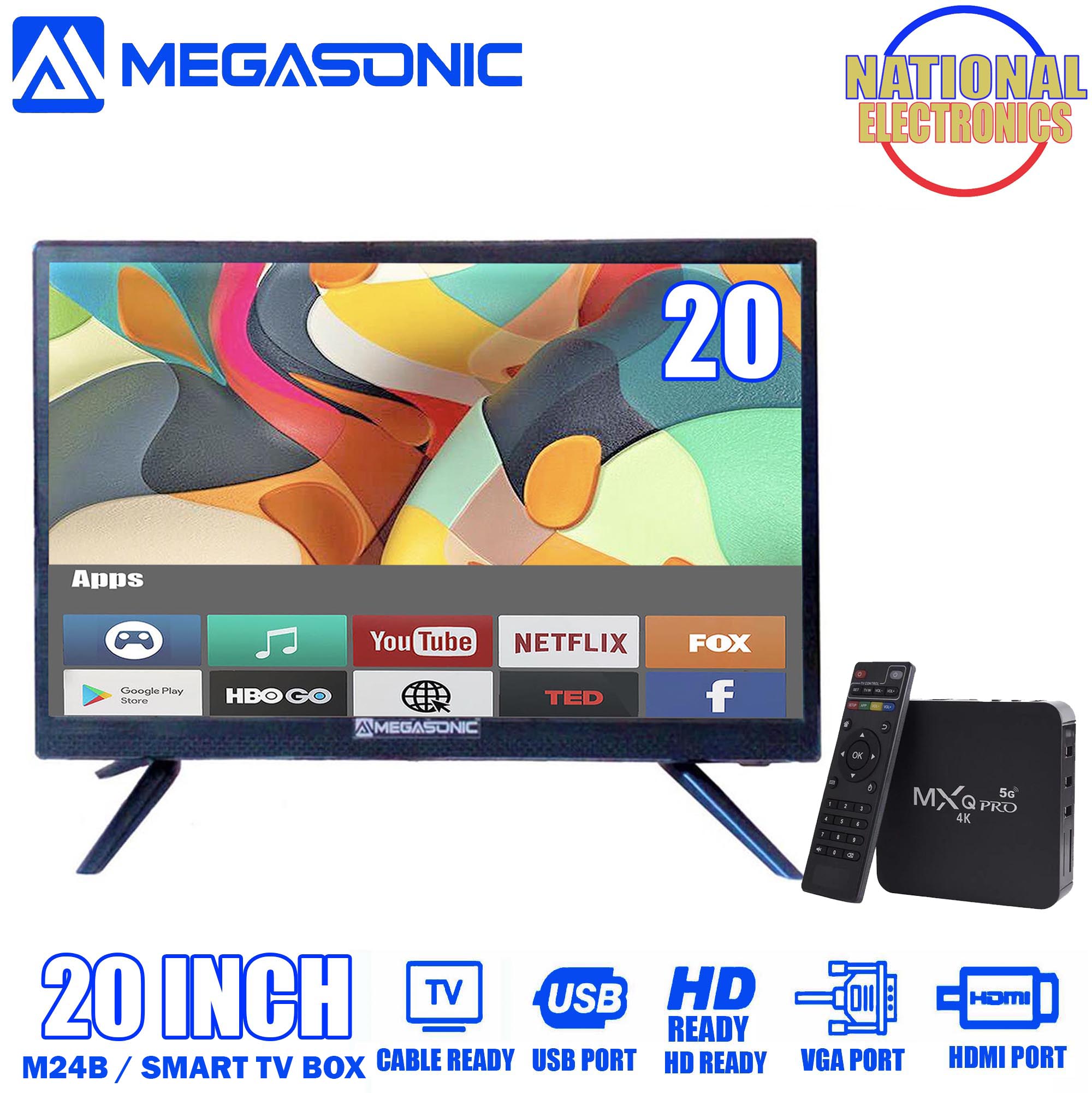 MEGASONIC M97LED24B 20 Inch screen LED TV WITH TV BOX Lazada PH