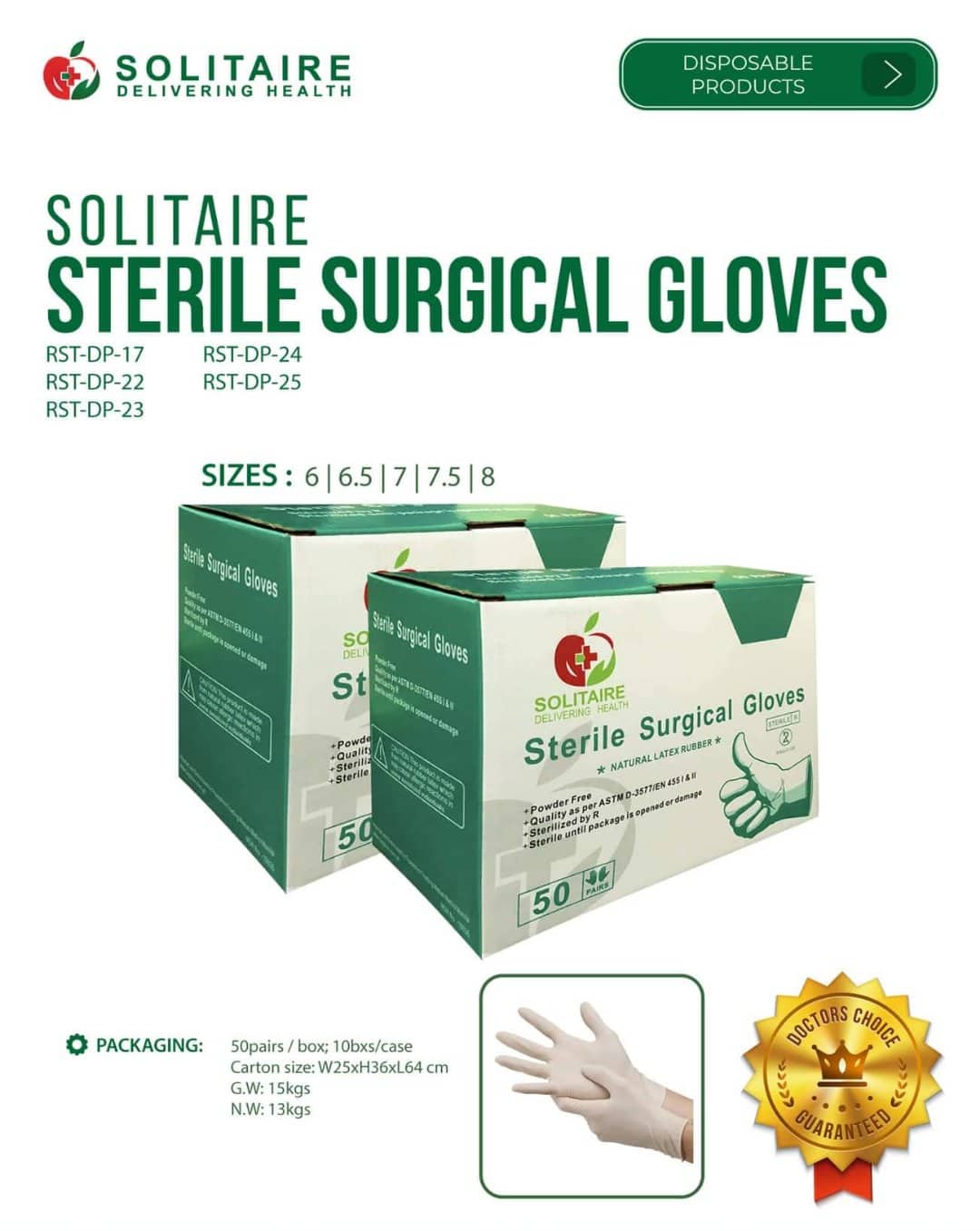 Solitaire Sterile Surgical Gloves size 6 Lazada PH