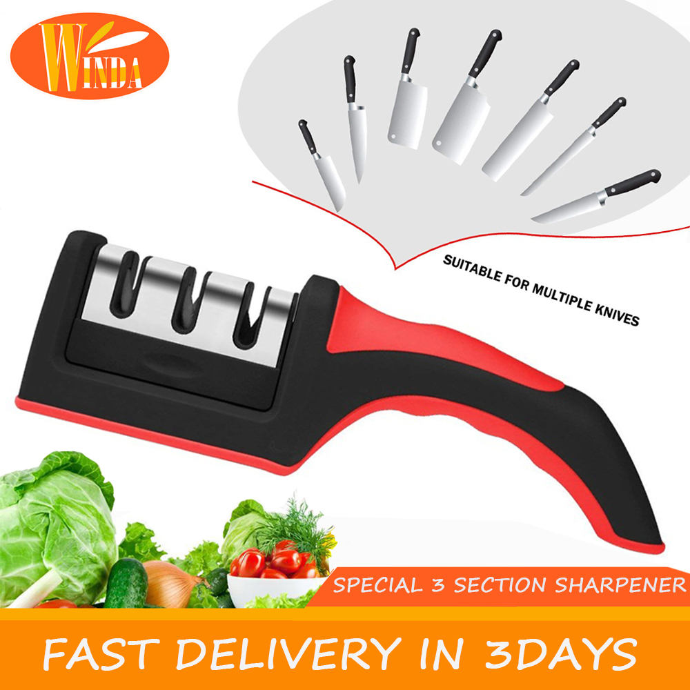 4-in-1 Kitchen Knife Accessories,3-Stage Kitchen Knife Sharpener,Professional  Knife Sharpening Tool to Restore Non-Serrated Blades QuicklyHelps Repair,  Restore and Polish Blades 
