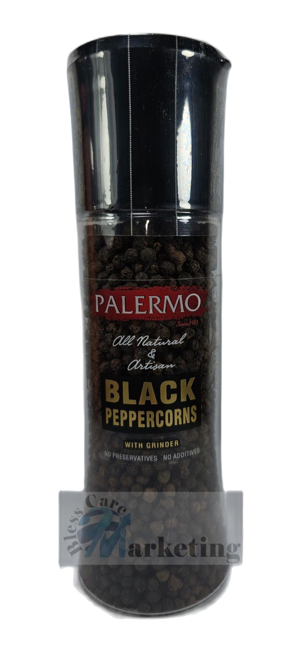 Palermo Black Peppercorn with Grinder, Kosher, All Natural, No Additives,  6oz