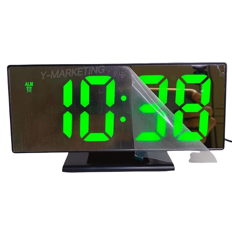 wall clock glow in the dark (3618) LED Digital Mirror Clock (Time Date
