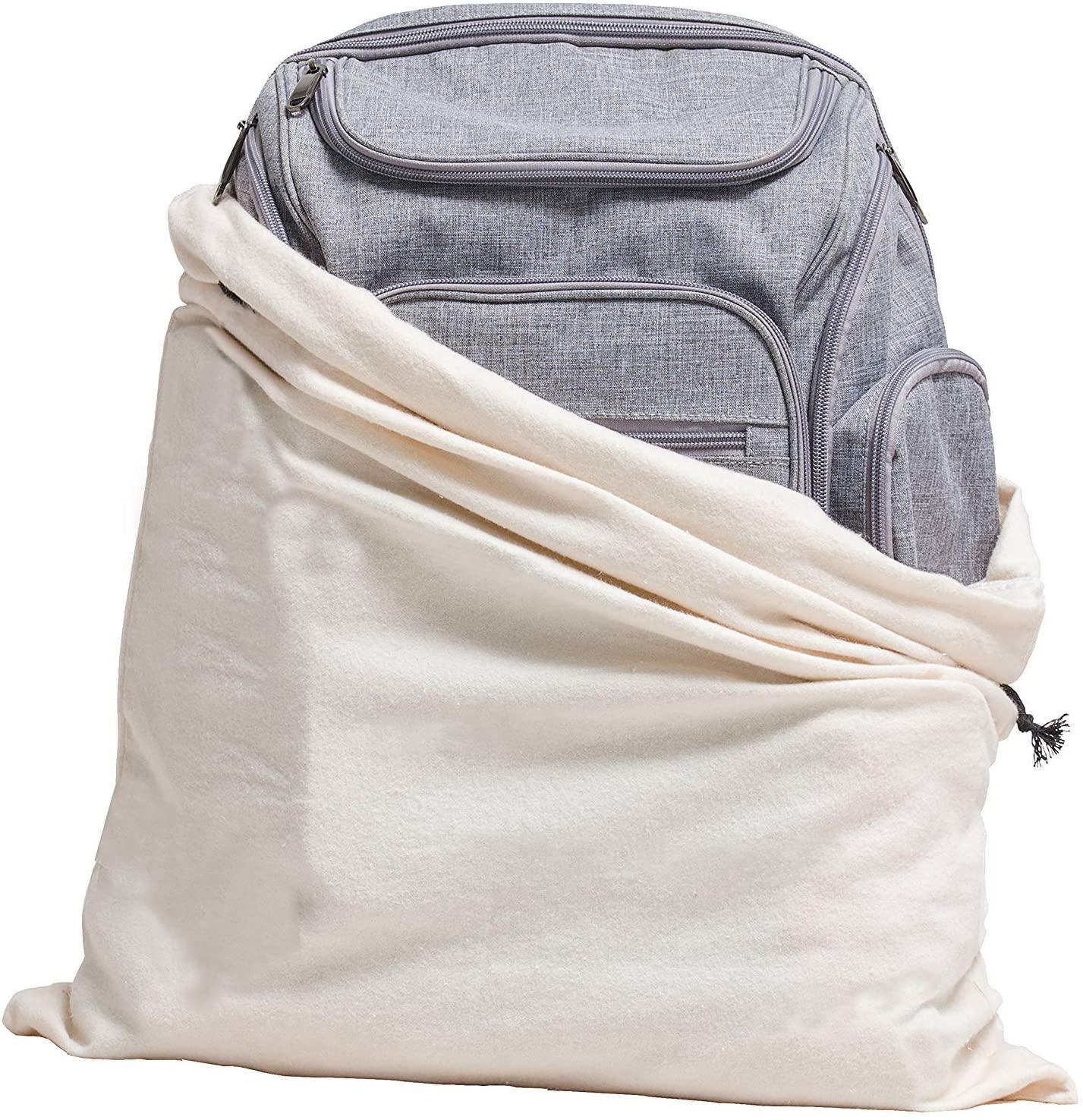 MISSLO Cotton Breathable Dust-Proof Drawstring Storage Pouch Bag (Pack 3 L)