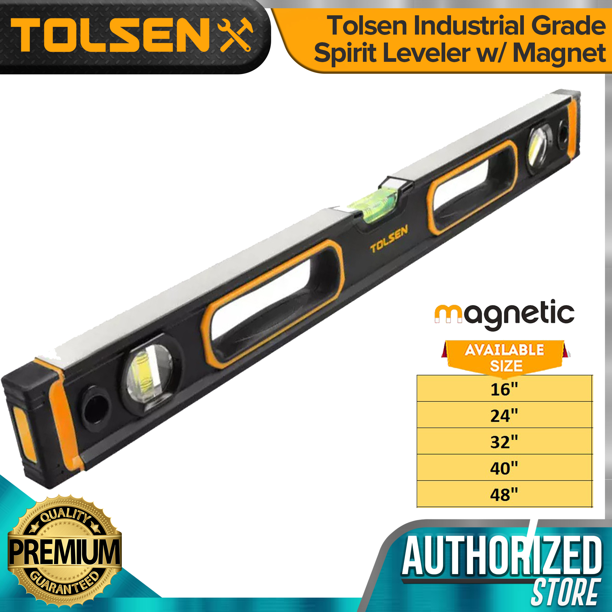 Tolsen Industrial Grade Spirit Leveler w/ Magnet (16