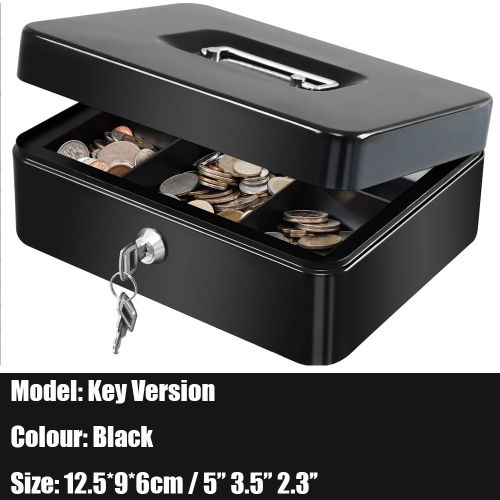 MELEDE Steel Cash Box Safe with Key Lock,Money Safe