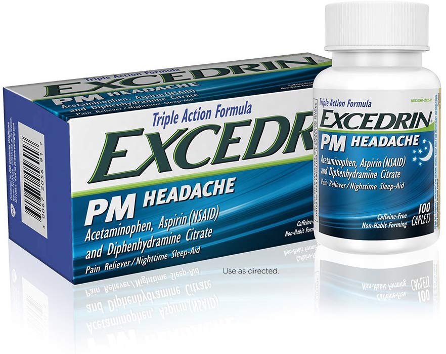 Excedrin PM Sleeping Aid for Headache Relief, 100 tablets (expiration