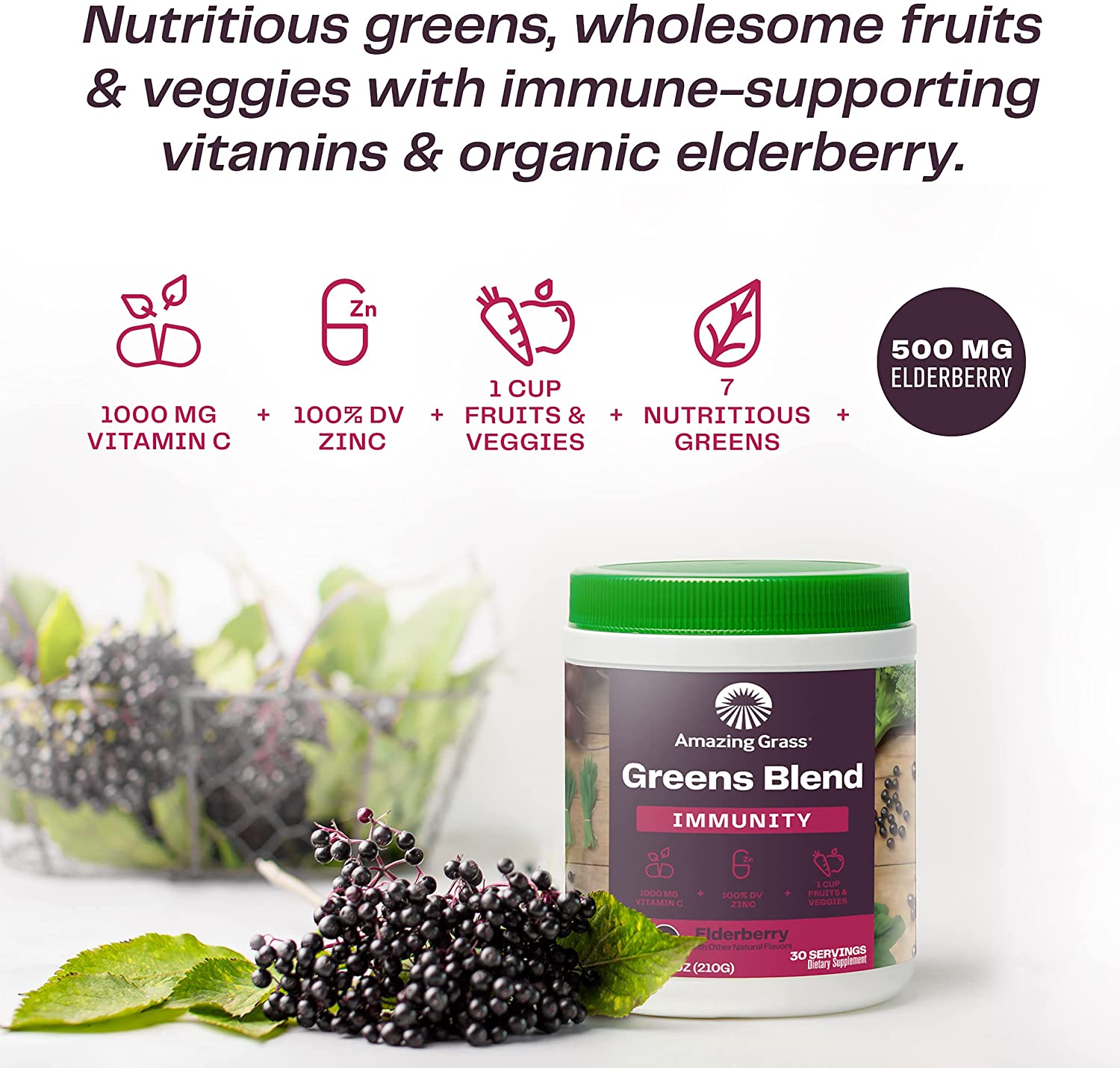 Amazing Grass Greens Blend Immunity Elderberry