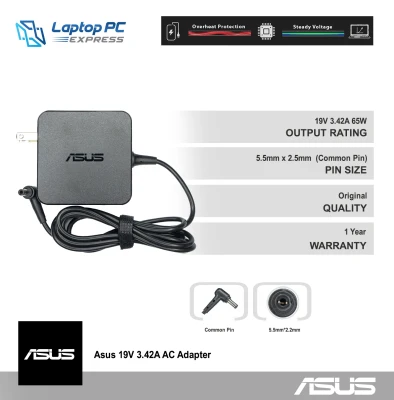 Original Laptop Charger 19v 3.42a 5.5mm x 2.5mm for Asus X455L VM510L X554L X555L X552 X455L F455L TP500L X552E X551