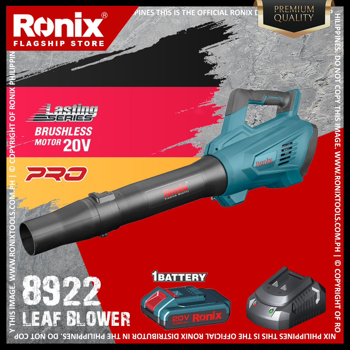 Ronix 8922 Battery 20V Lithium Power Tools Brushless Portable Cordless Air  Blower - China Air Pump, Electric Leaf Blower