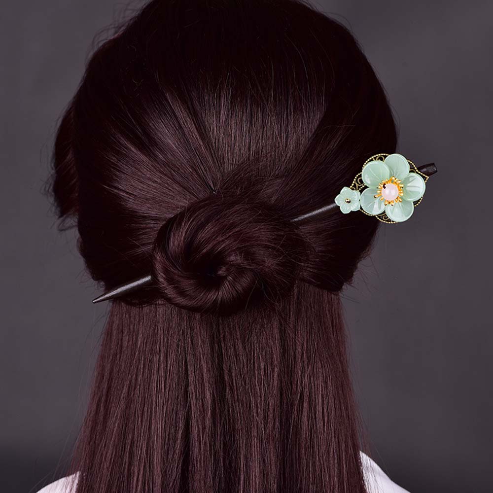 Chinese Women Vintage Peony Flower Tassel Hairpin Hair Stick Step Shake Headwear 